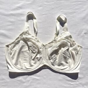 Lilyette Comfort Lace Minimizer Bra 42DD White Underwire 0428